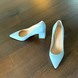 Blue suede heels
